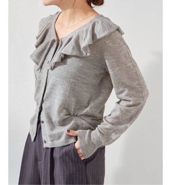 JOURNAL STANDARD「シアーアルパカMIXフリルカーディガン」|カーディガン|