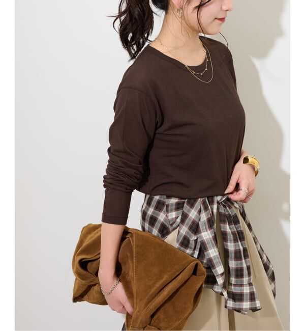 JOURNAL STANDARD relume「《追加5》シアークルーネックロングTシャツ」|Tシャツ・カットソー|ブラウン