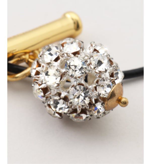 journal standard L'essage「【TIMELESS PEARLY】 CORD NOIR AVEC BOULE EN STRASS, BARRE：ネックレス」|ネックレス|