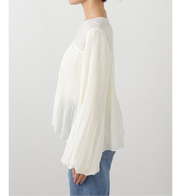 NOBLE「ファジーシフォンプリーツボリュームブラウス」|シャツ・ブラウス|