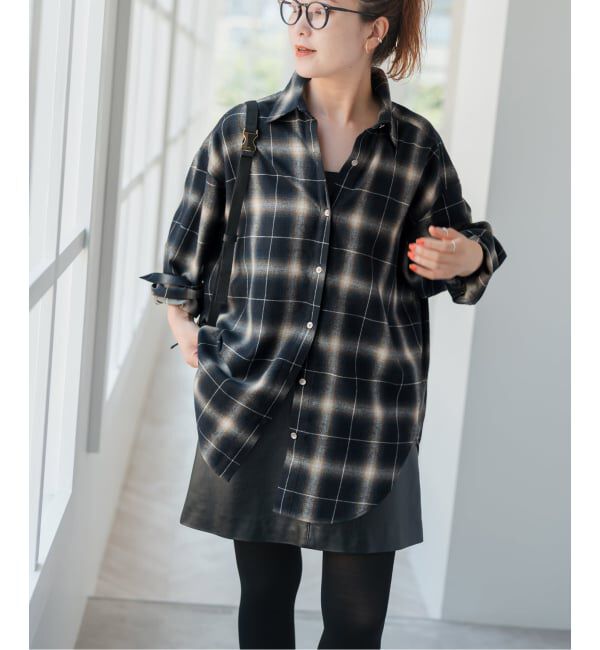 Spick and Span「メタルボタンオンブレーチェックルーズシャツ」|シャツ・ブラウス|