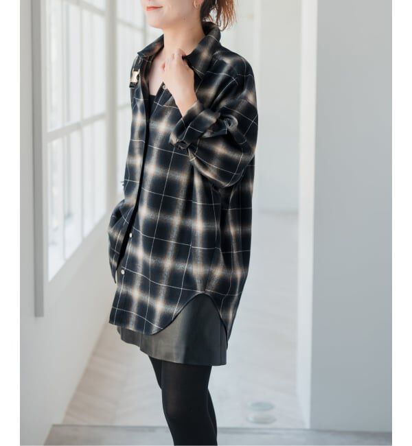 Spick and Span「メタルボタンオンブレーチェックルーズシャツ」|シャツ・ブラウス|