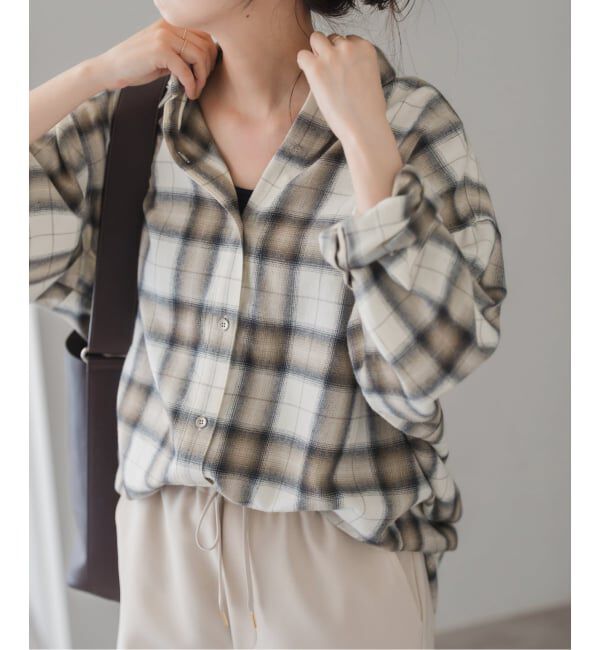 Spick and Span「メタルボタンオンブレーチェックルーズシャツ」|シャツ・ブラウス|