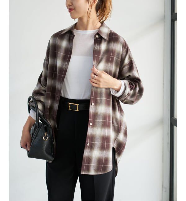 Spick and Span「メタルボタンオンブレーチェックルーズシャツ」|シャツ・ブラウス|