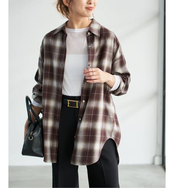 Spick and Span「メタルボタンオンブレーチェックルーズシャツ」|シャツ・ブラウス|