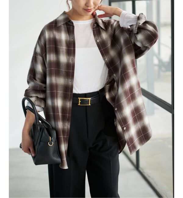 Spick and Span「メタルボタンオンブレーチェックルーズシャツ」|シャツ・ブラウス|