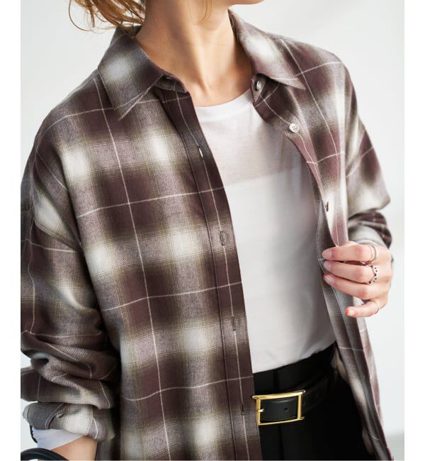 Spick and Span「メタルボタンオンブレーチェックルーズシャツ」|シャツ・ブラウス|