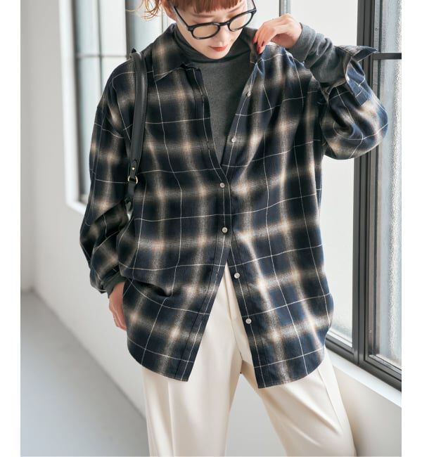 Spick and Span「メタルボタンオンブレーチェックルーズシャツ」|シャツ・ブラウス|