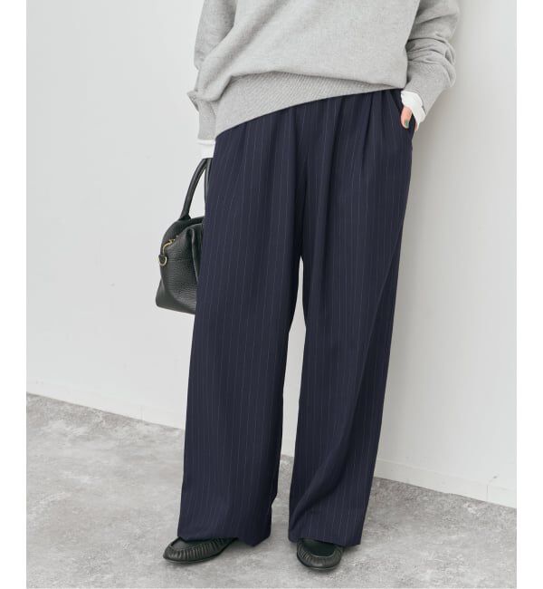 Spick and Span「ピンストライプイージーパンツ」|スラックス|ネイビーベース