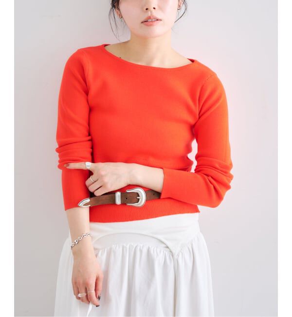 U by SPICK&SPAN「ワイドリブロングスリーブニット」|ニット・セーター|オレンジ