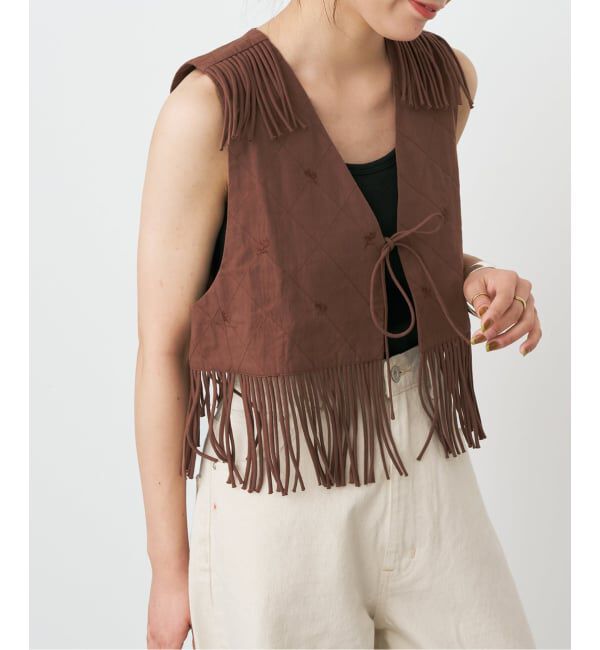 Spick and Span「《予約》crinkle crinkle crinkle 別注フリンジベスト*」|ダウンベスト・ベスト|