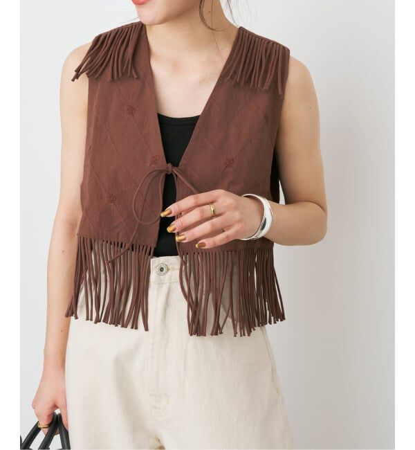 Spick and Span「《予約》crinkle crinkle crinkle 別注フリンジベスト*」|ダウンベスト・ベスト|