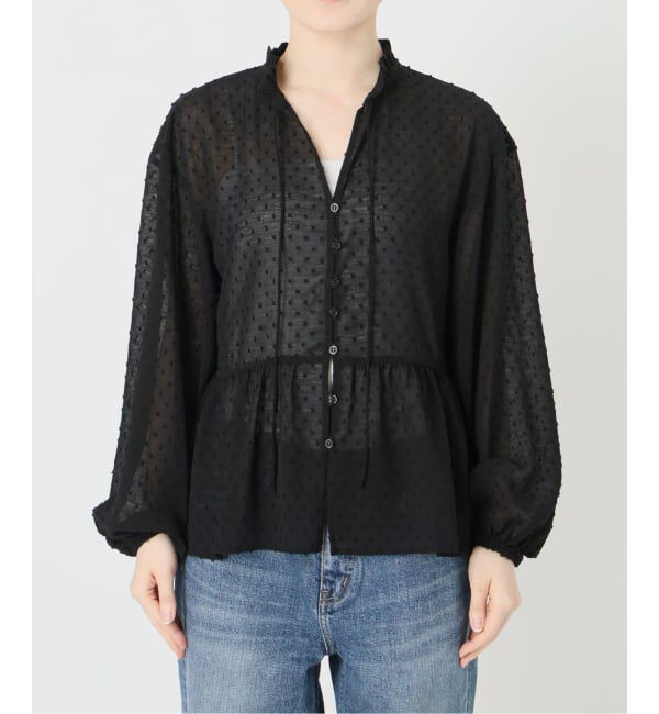 Spick and Span「《WEB限定予約》ドビードットフリルリボンブラウス」|シャツ・ブラウス|