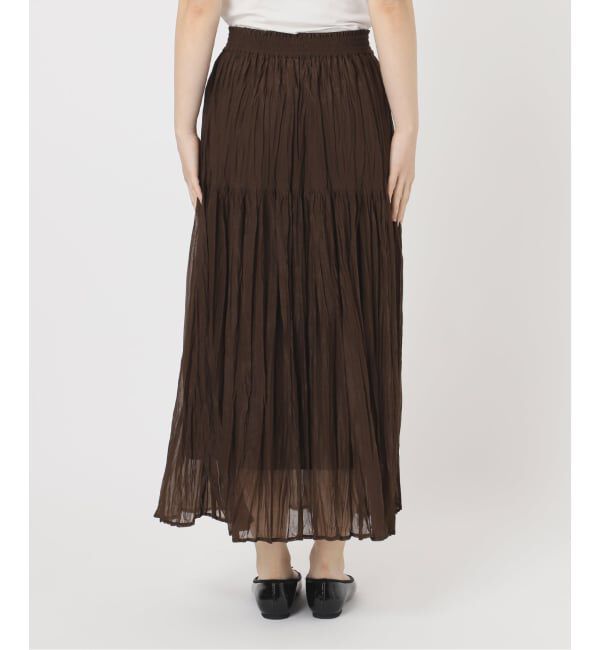  「【洗える】シフォンニットワッシャースカート」|スカート|