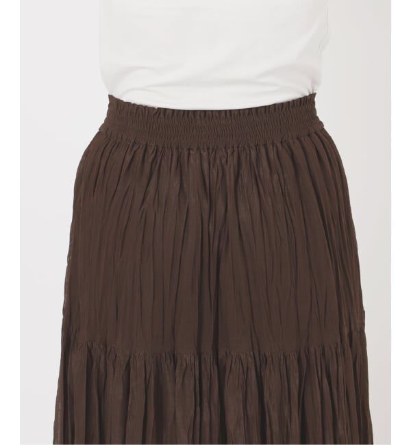  「【洗える】シフォンニットワッシャースカート」|スカート|