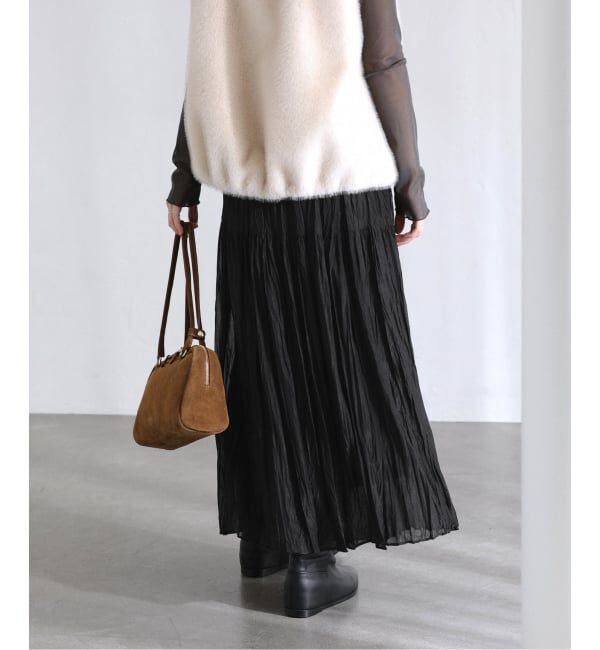  「【洗える】シフォンニットワッシャースカート」|スカート|