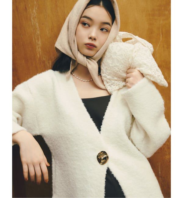  「【洗える】ブークレニットジャケット」|その他|ナチュラル