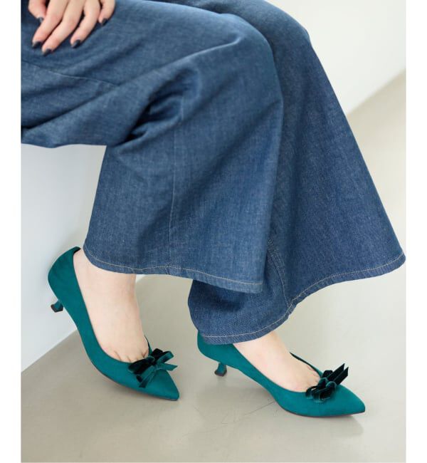  「4.5cmポインテッドダブルリボンパンプス」|パンプス|