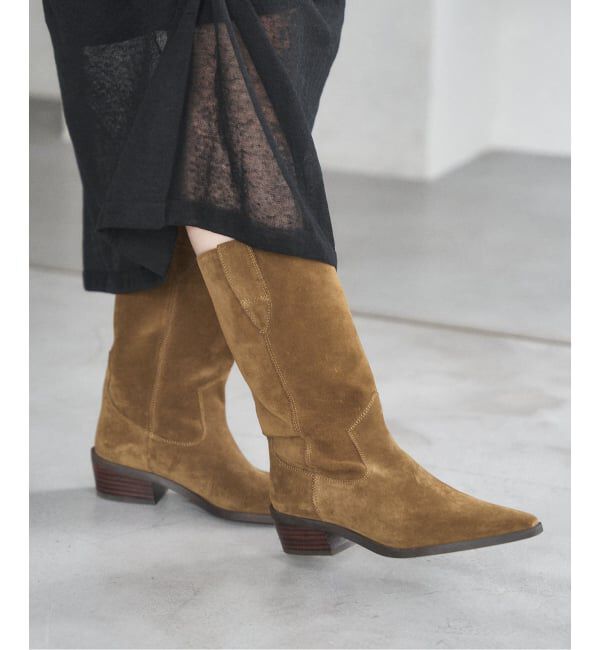  「《追加》3.5cmレザーウエスタンブーツ」|ロングブーツ|