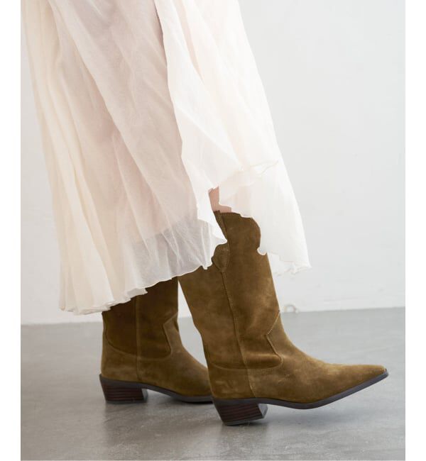  「《追加》3.5cmレザーウエスタンブーツ」|ロングブーツ|