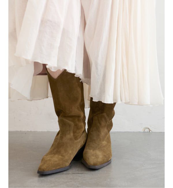  「《追加》3.5cmレザーウエスタンブーツ」|ロングブーツ|