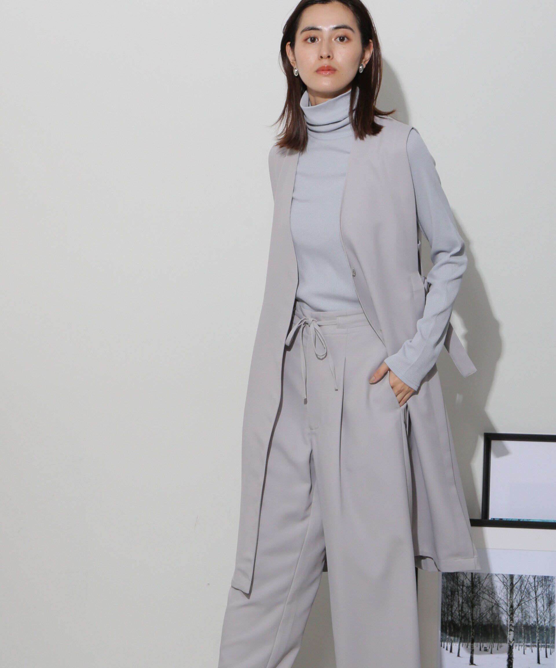 nano･universe「サイドベルトロングジレ(セットアップ可)」|ベスト・ジレ|