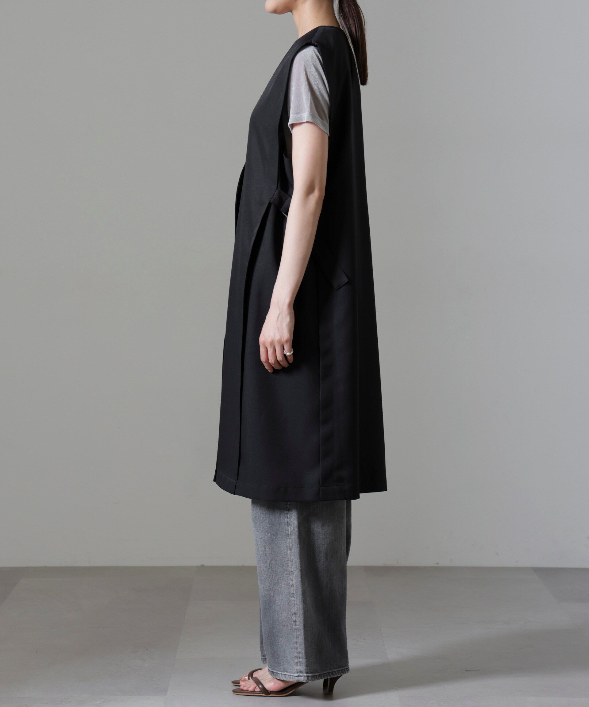 nano･universe「サイドベルトロングジレ(セットアップ可)」|テーラードジャケット|