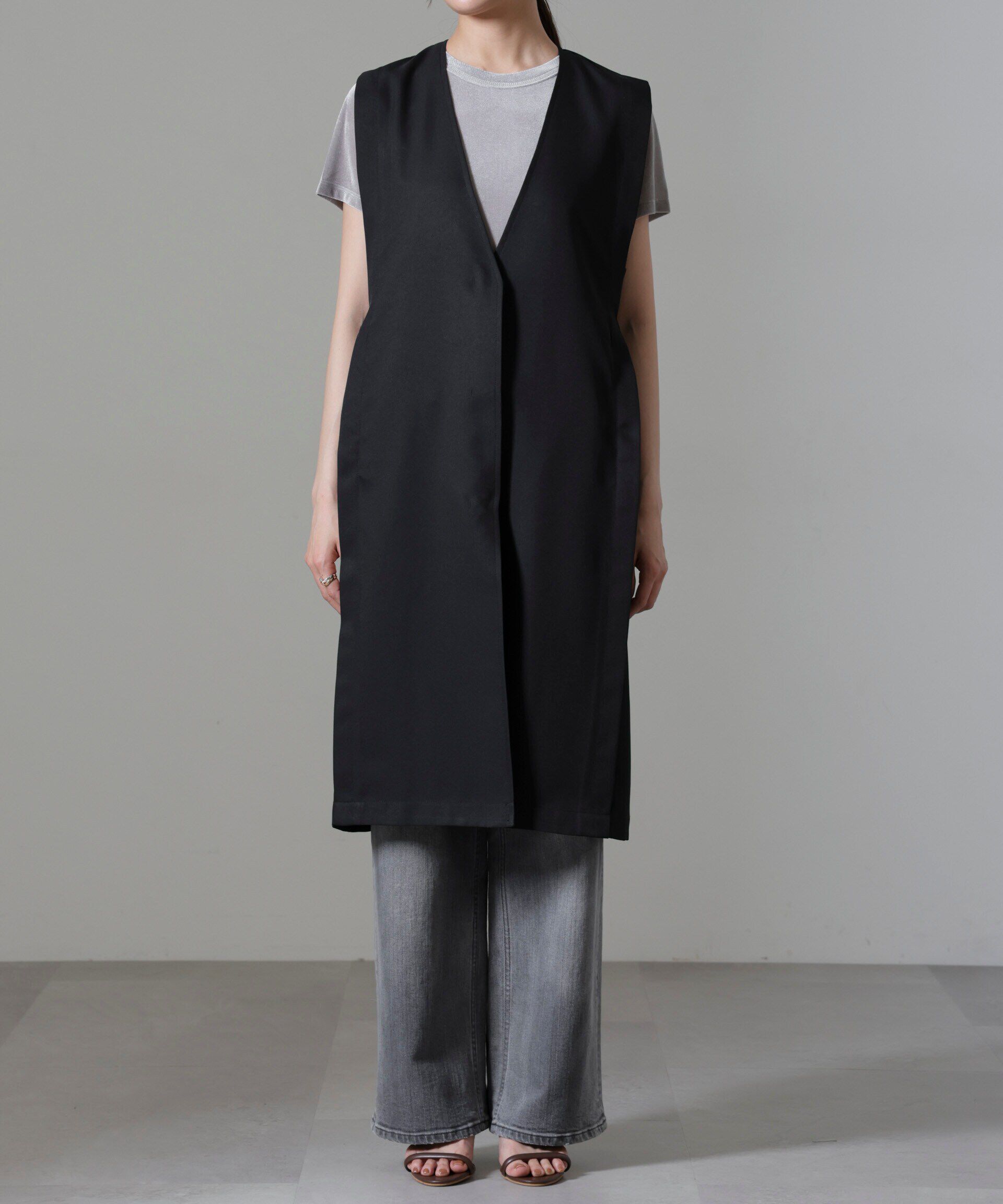 nano･universe「サイドベルトロングジレ(セットアップ可)」|テーラードジャケット|