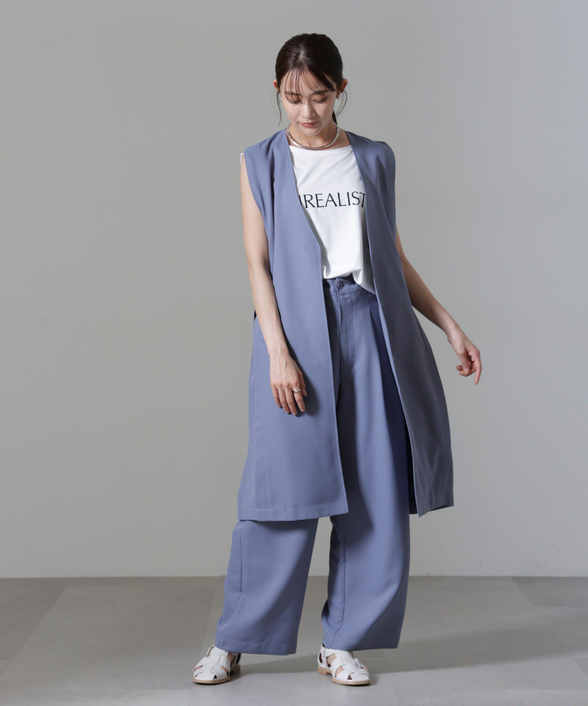 nano･universe「サイドベルトロングジレ(セットアップ可)」|テーラードジャケット|