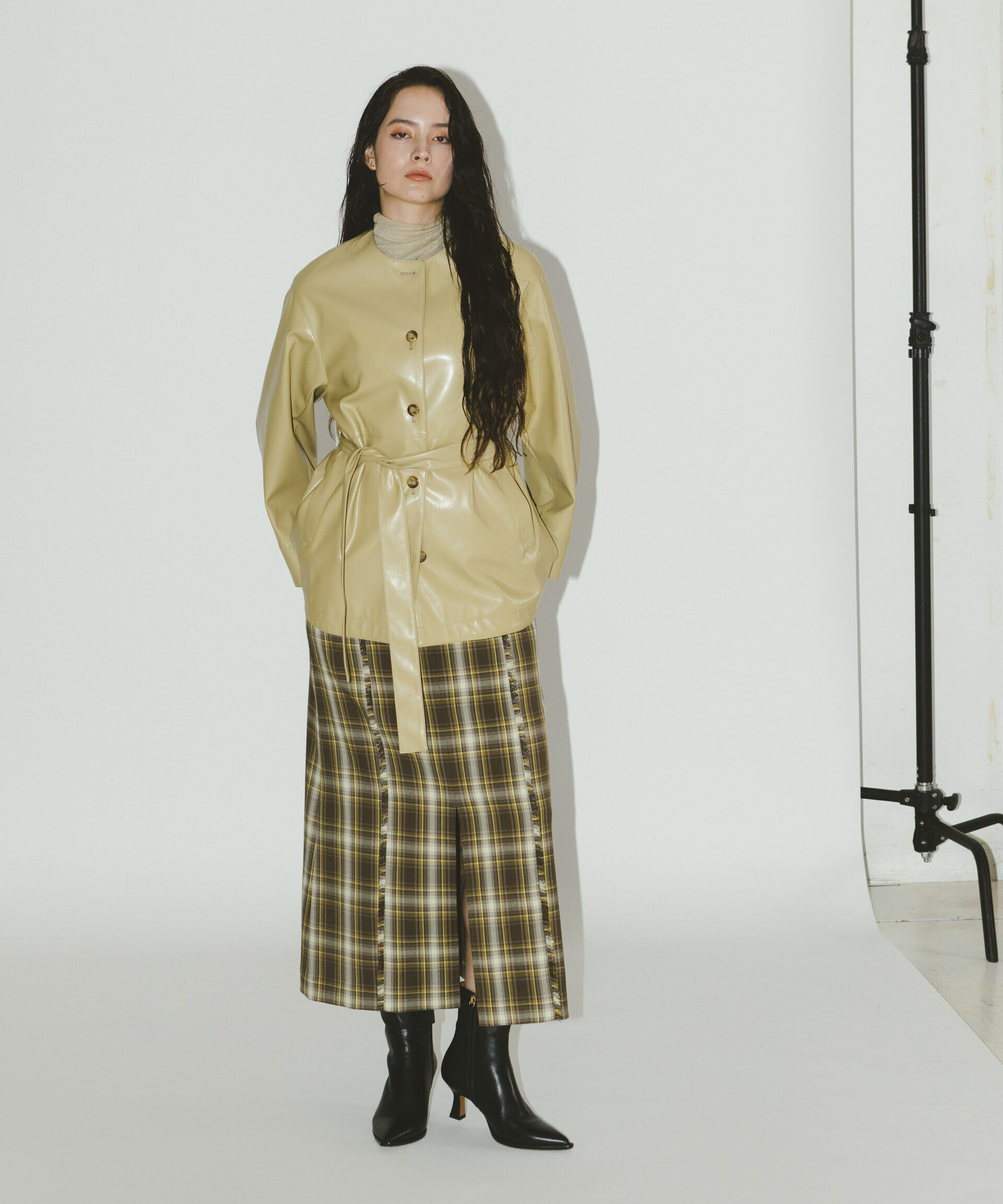 nano･universe「フェイクレザーベルテッドジャケット(セットアップ可)」|テーラードジャケット|