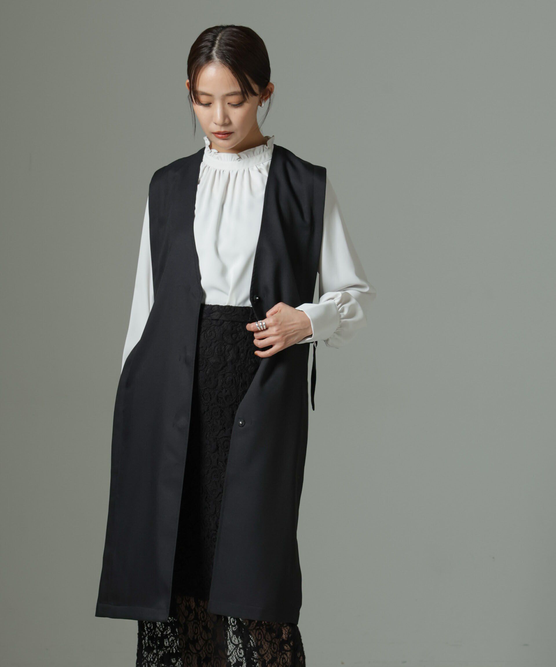 nano･universe「サイドベルトロングジレ（セットアップ可）」|テーラードジャケット|