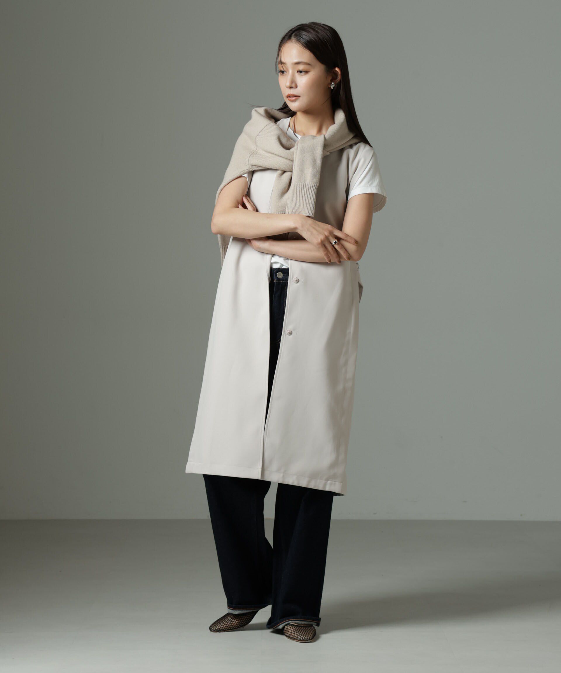 nano･universe「サイドベルトロングジレ（セットアップ可）」|テーラードジャケット|