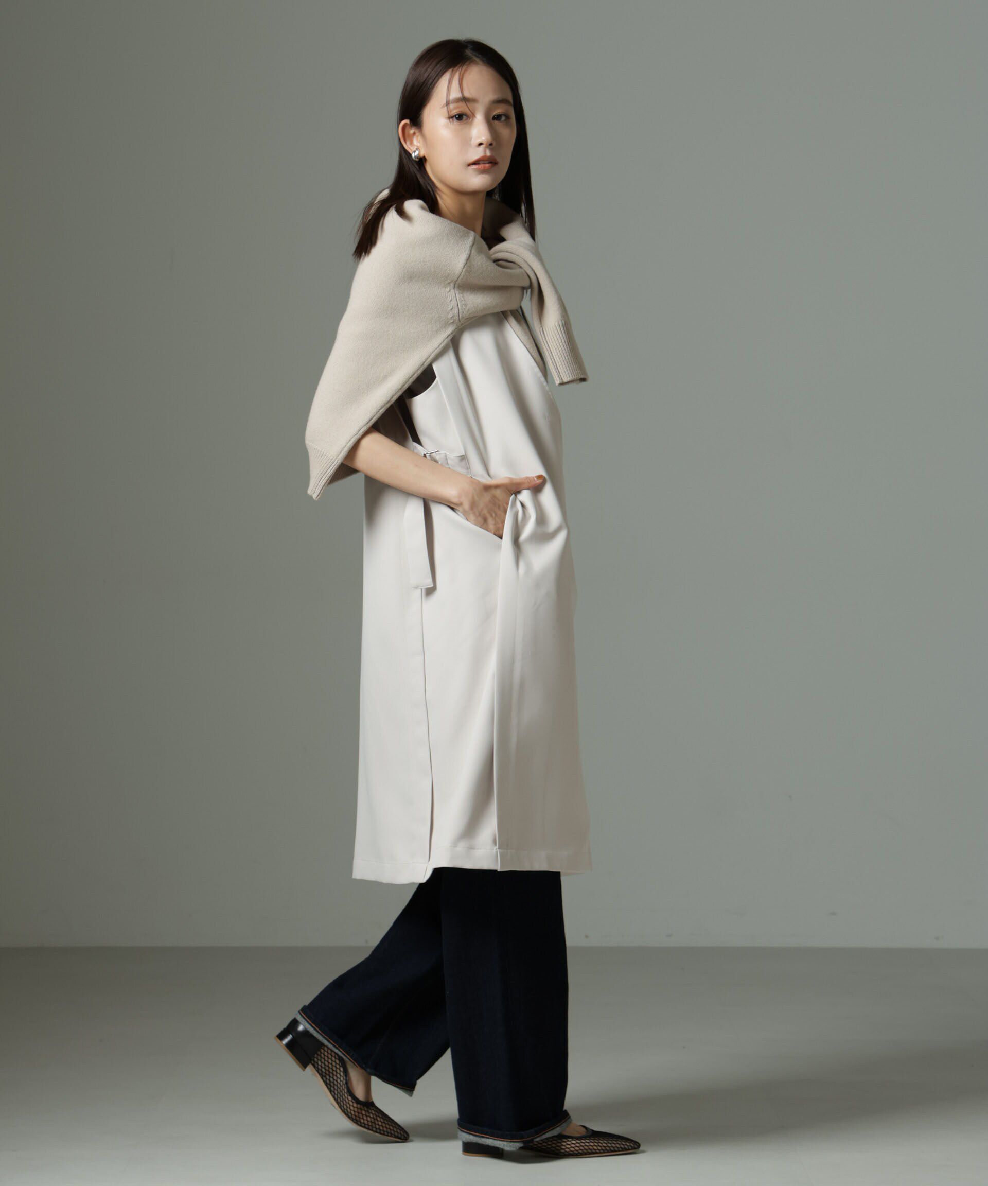 nano･universe「サイドベルトロングジレ（セットアップ可）」|テーラードジャケット|