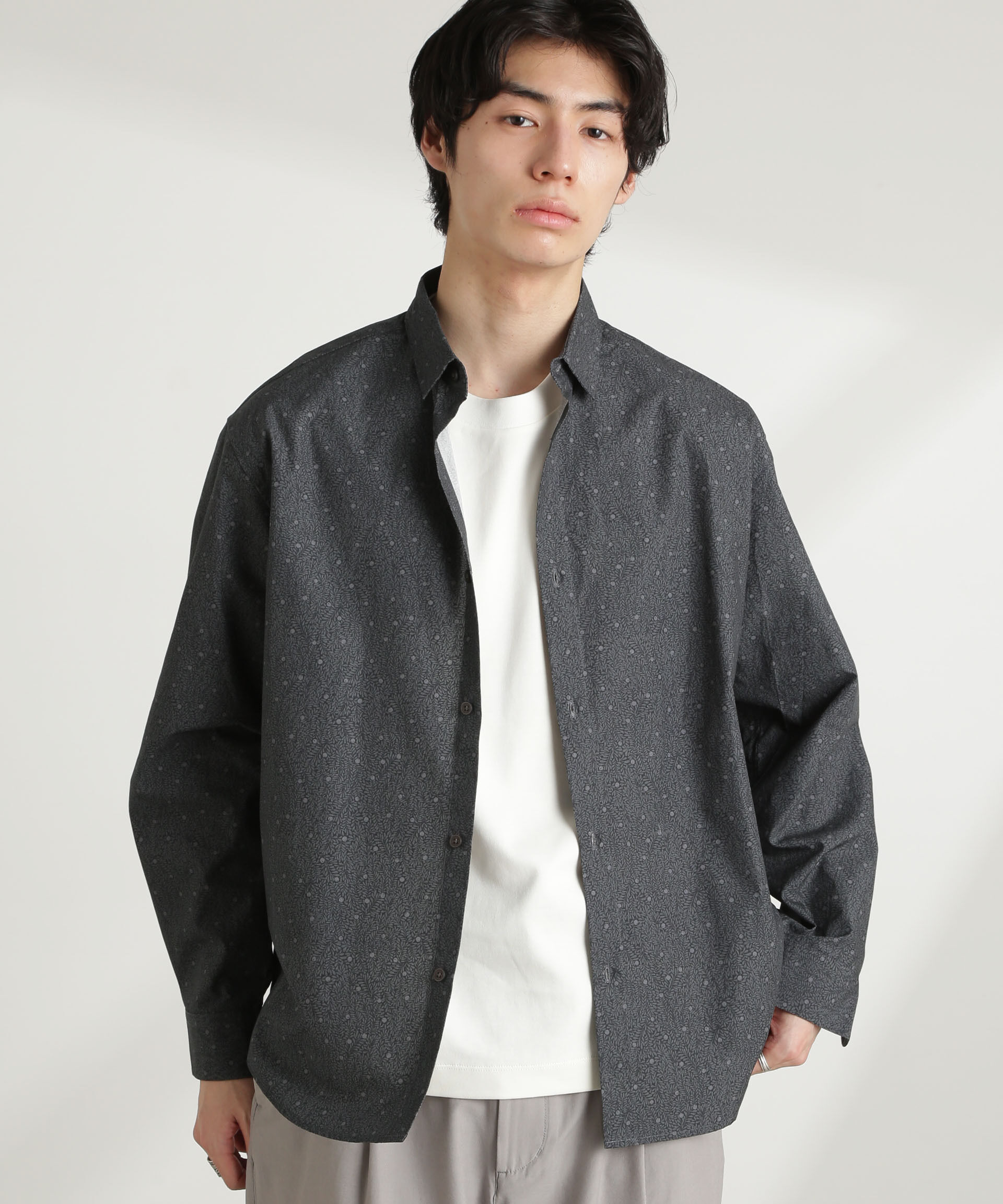 nano･universe「オリジナルパターンフラワープリントシャツ 長袖」|シャツ・ブラウス|