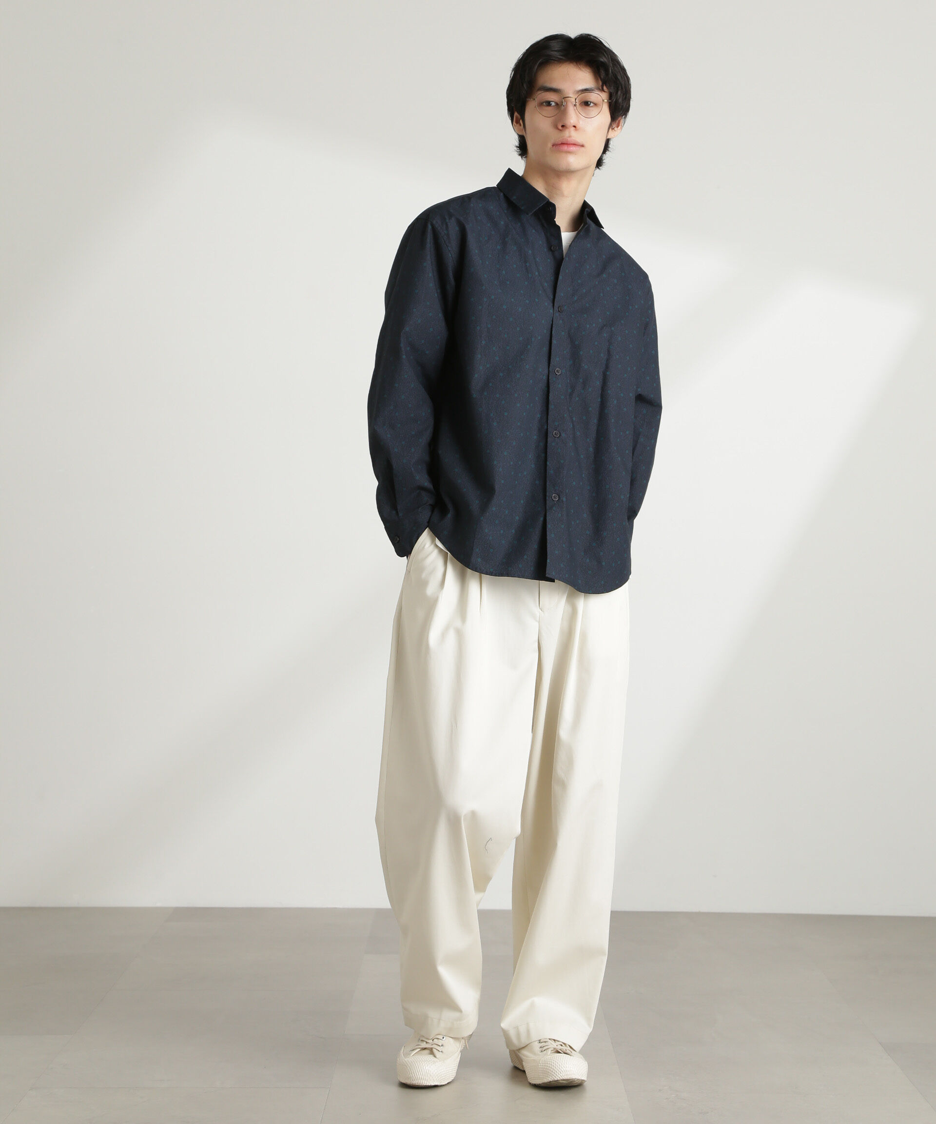 nano･universe「オリジナルパターンフラワープリントシャツ 長袖」|シャツ・ブラウス|