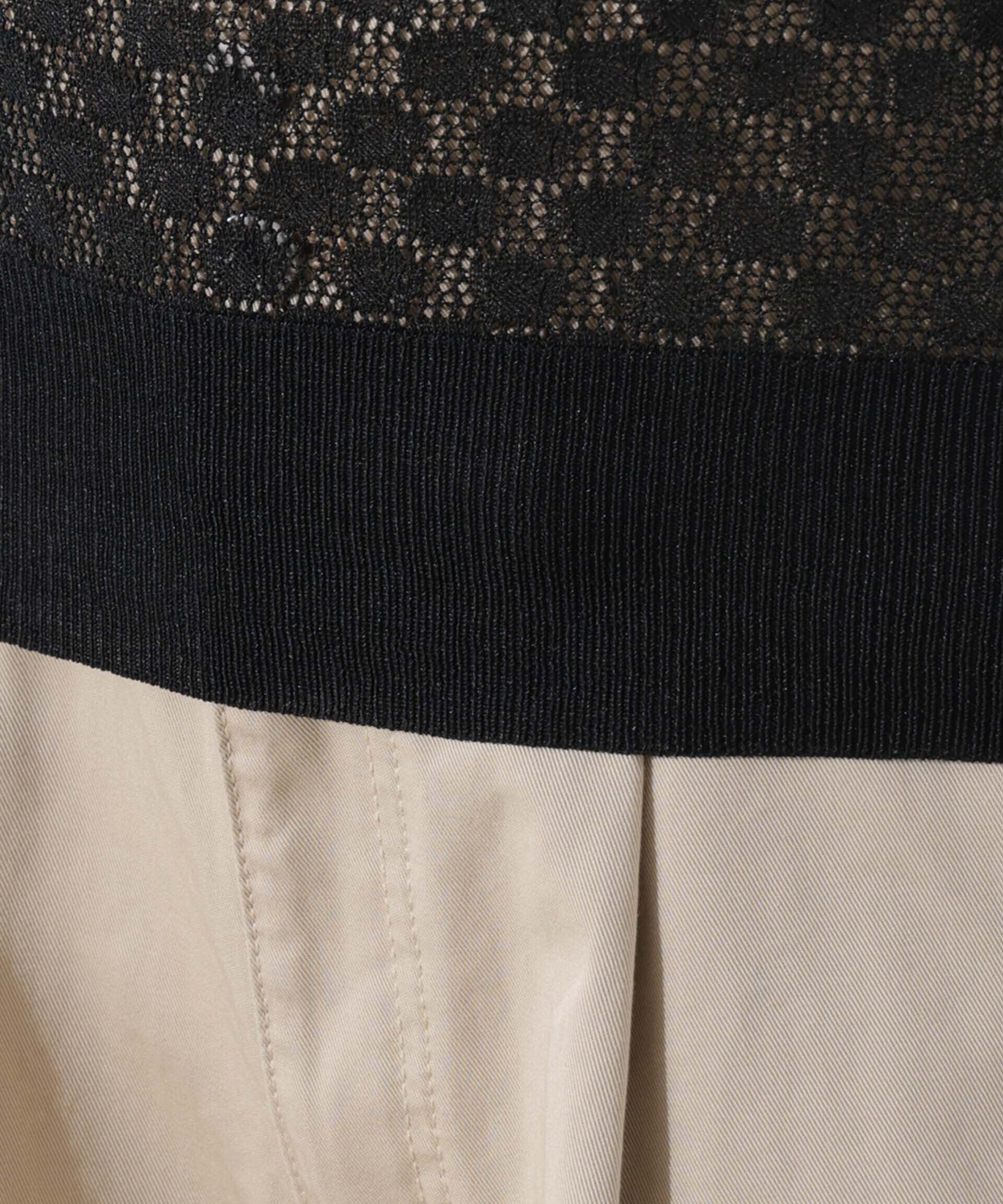 nano･universe「レース柄クルーネック半袖ニット」|ニット・セーター|