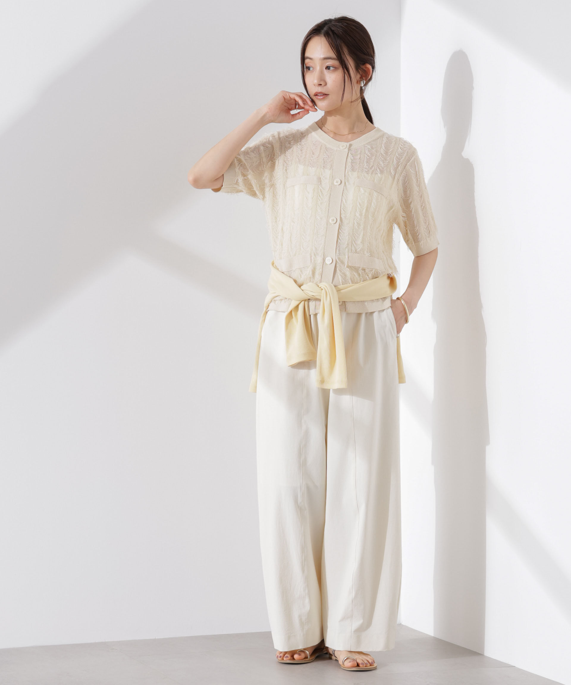 nano･universe「カットフリンジニットカーディガン」|ニット・セーター|