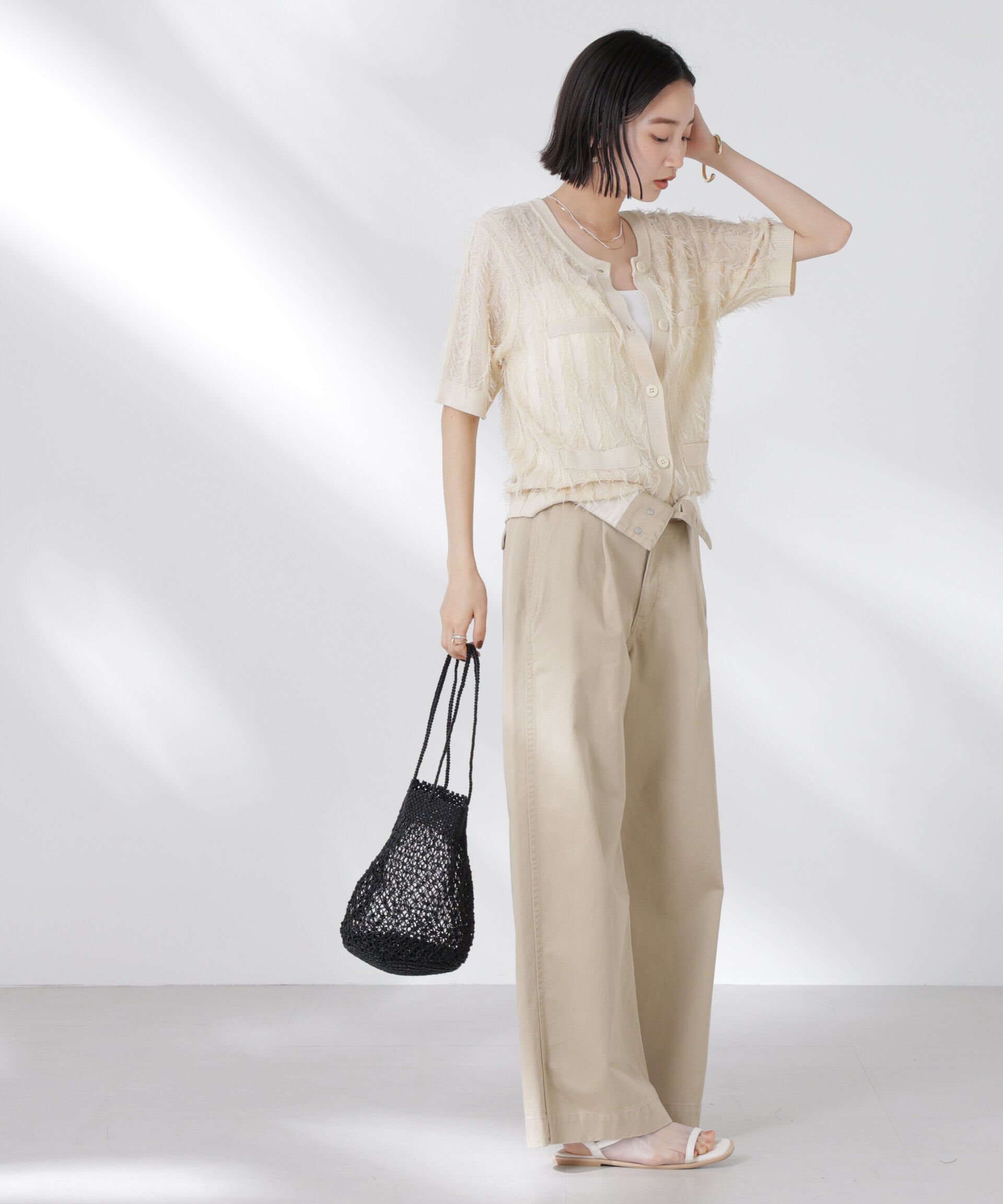 nano･universe「カットフリンジニットカーディガン」|ニット・セーター|