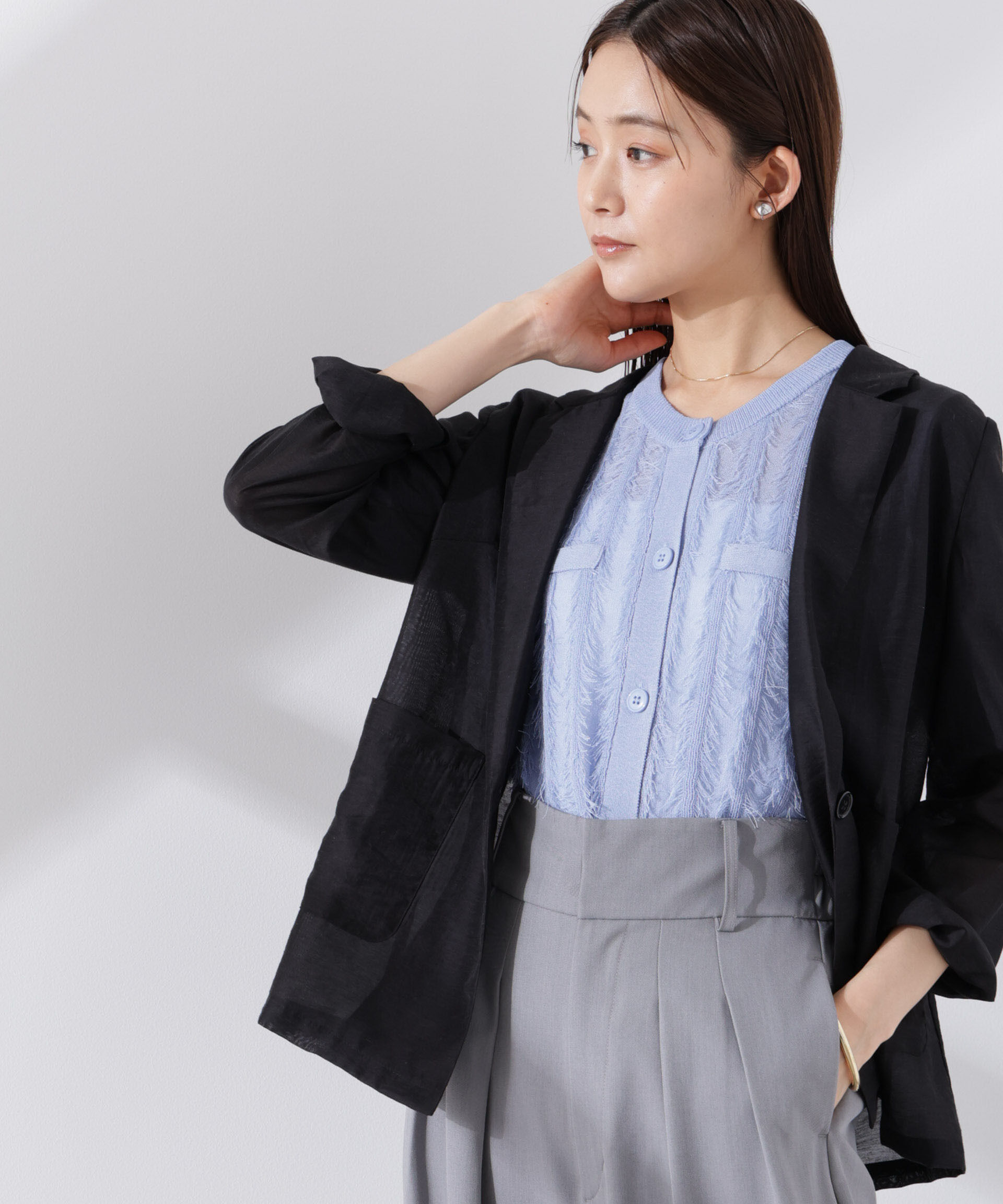 nano･universe「カットフリンジニットカーディガン」|ニット・セーター|