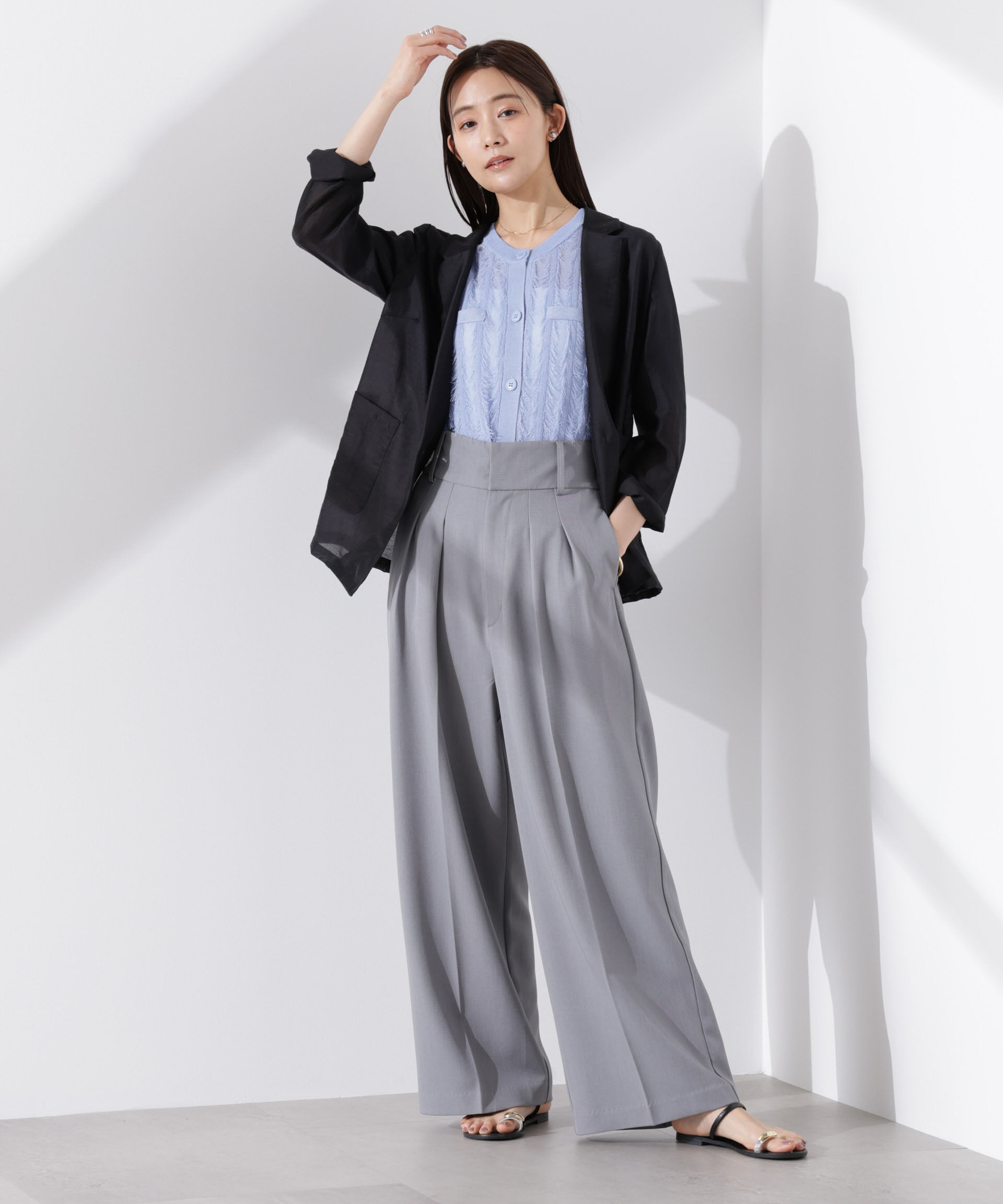 nano･universe「カットフリンジニットカーディガン」|ニット・セーター|