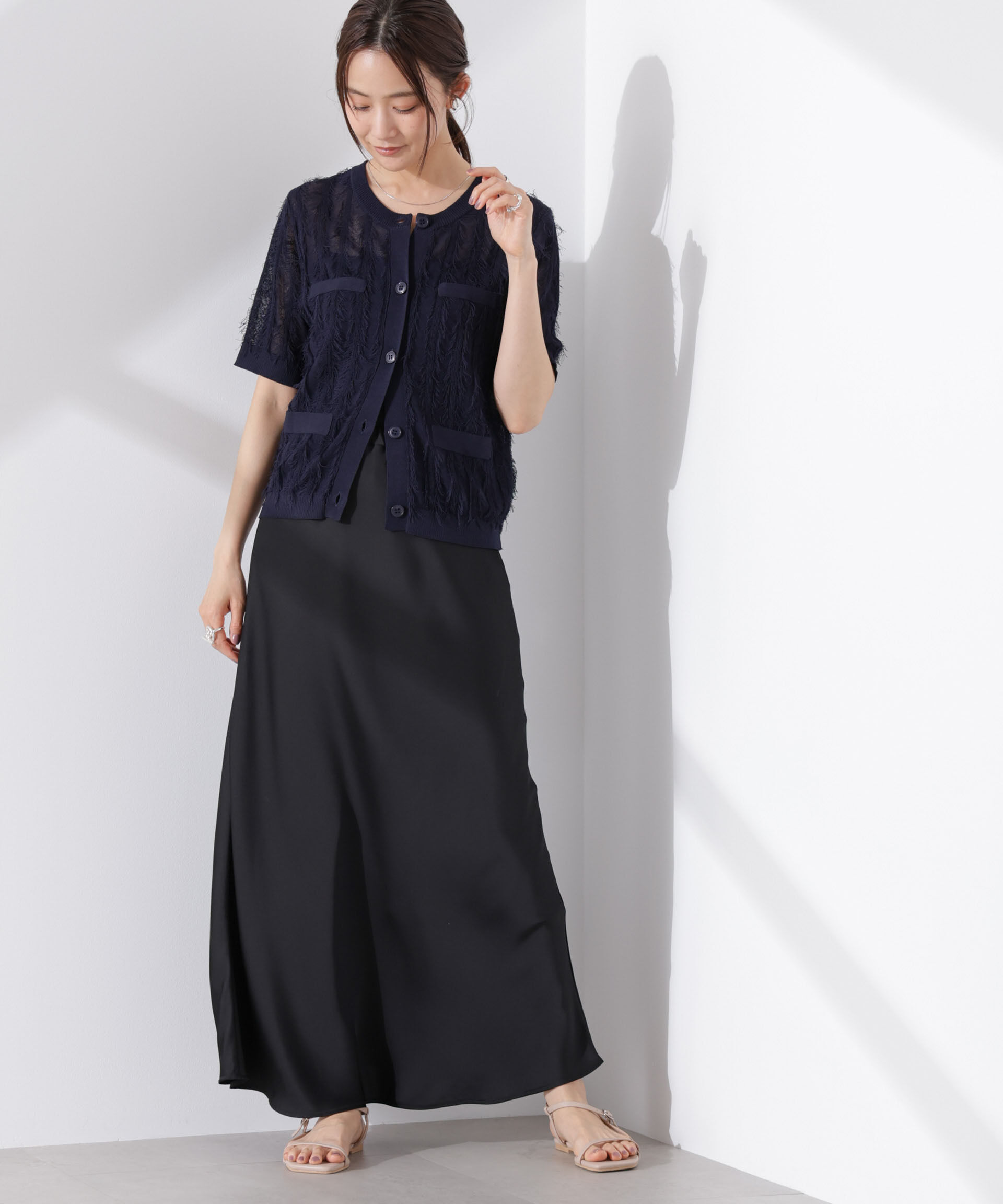 nano･universe「カットフリンジニットカーディガン」|ニット・セーター|