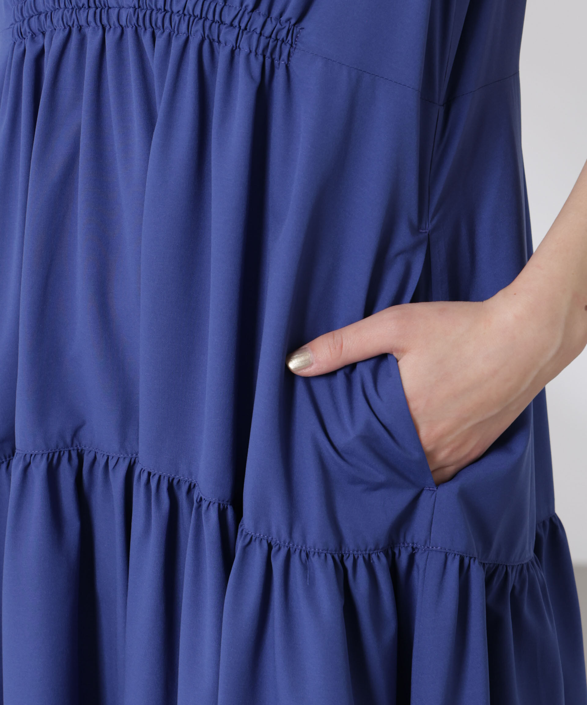 nano･universe「MINOTECH(R)Vネックギャザーティアードワンピース」|ワンピース|