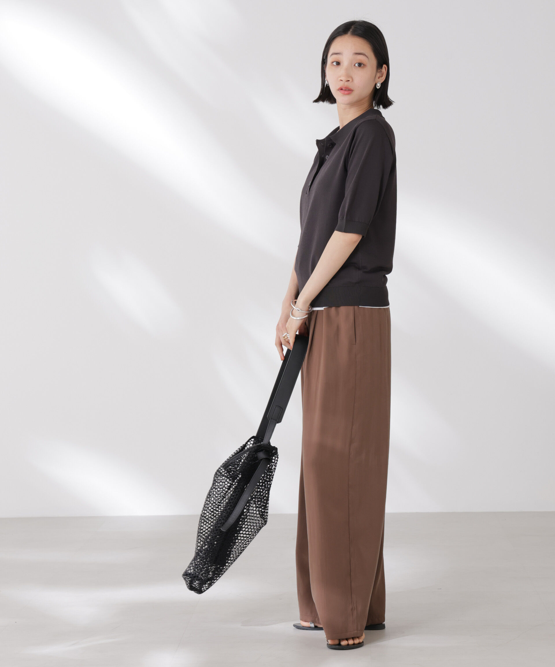 nano･universe「多機能強撚ポロニットトップス」|ニット・セーター|