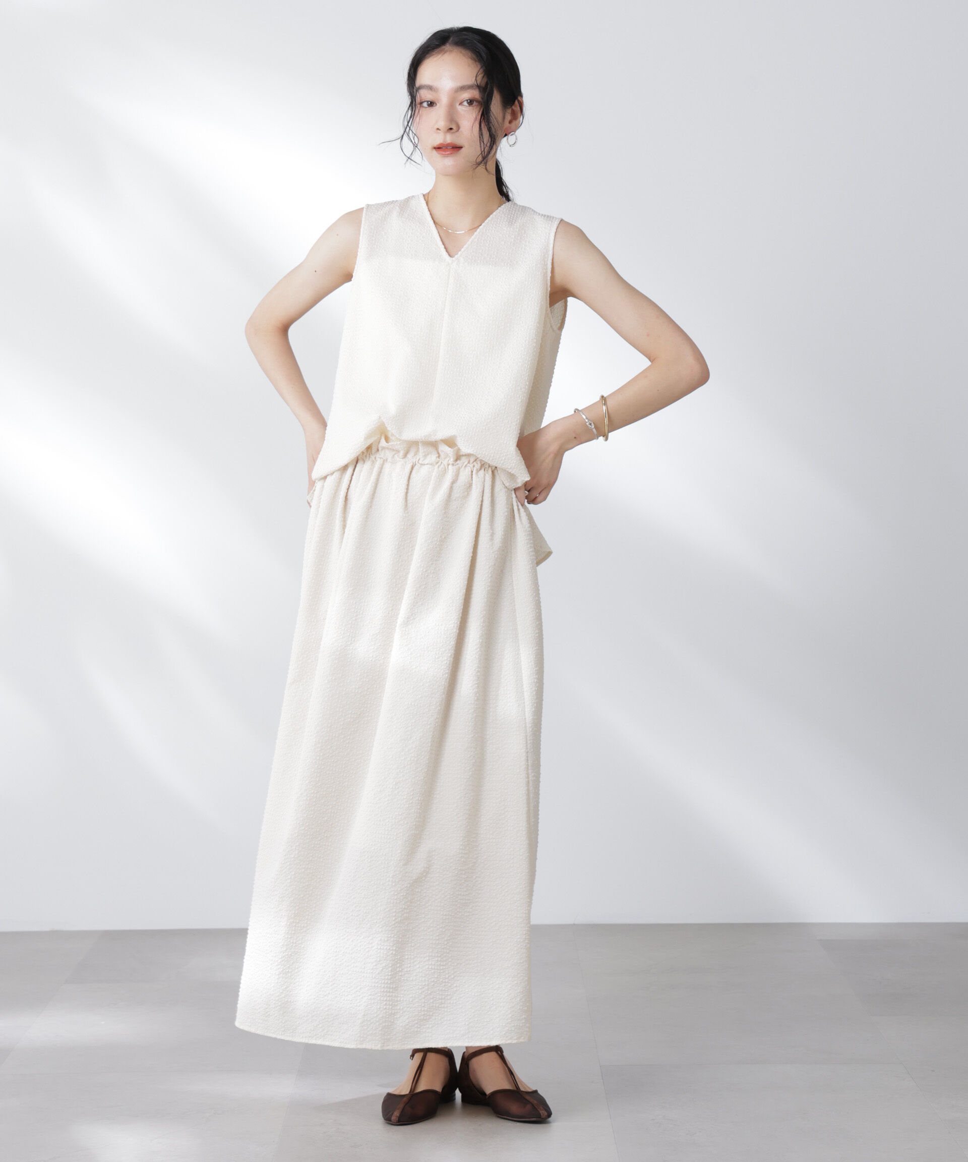 nano･universe「サッカーブラウス&times;スカートセットアップ」|ワンピース|