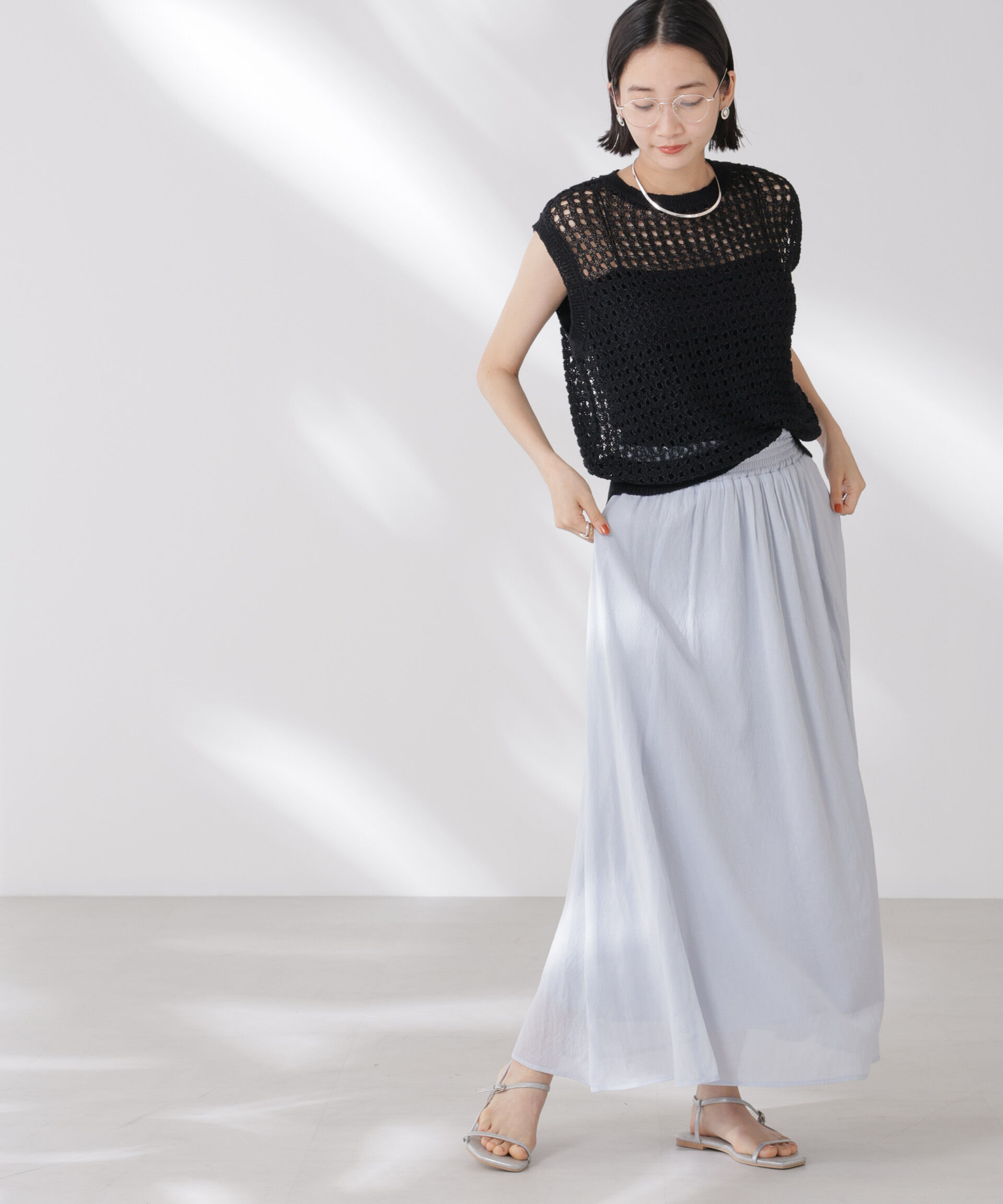 nano･universe「テープヤーンメッシュニットベスト」|ニット・セーター|