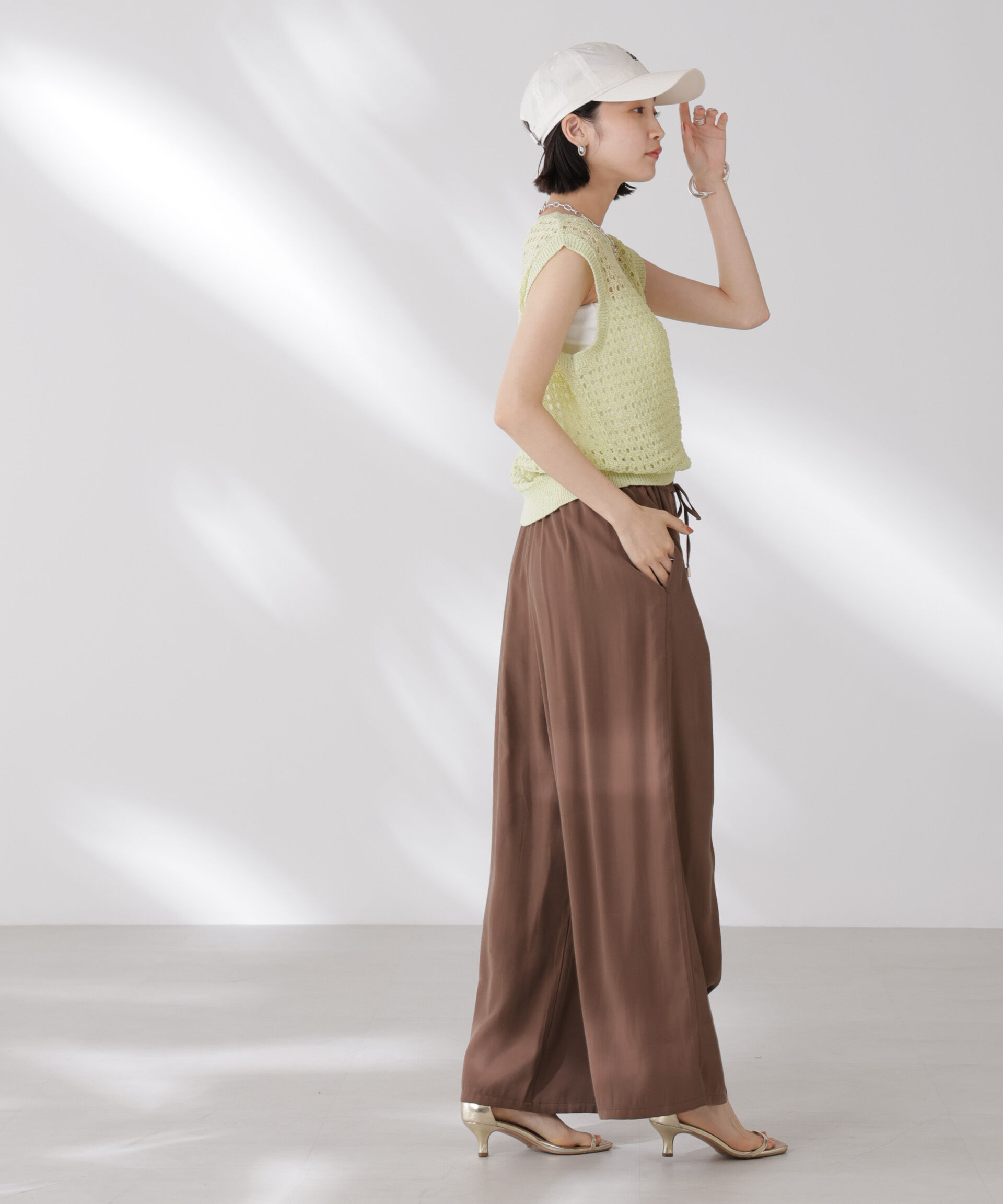 nano･universe「テープヤーンメッシュニットベスト」|ニット・セーター|