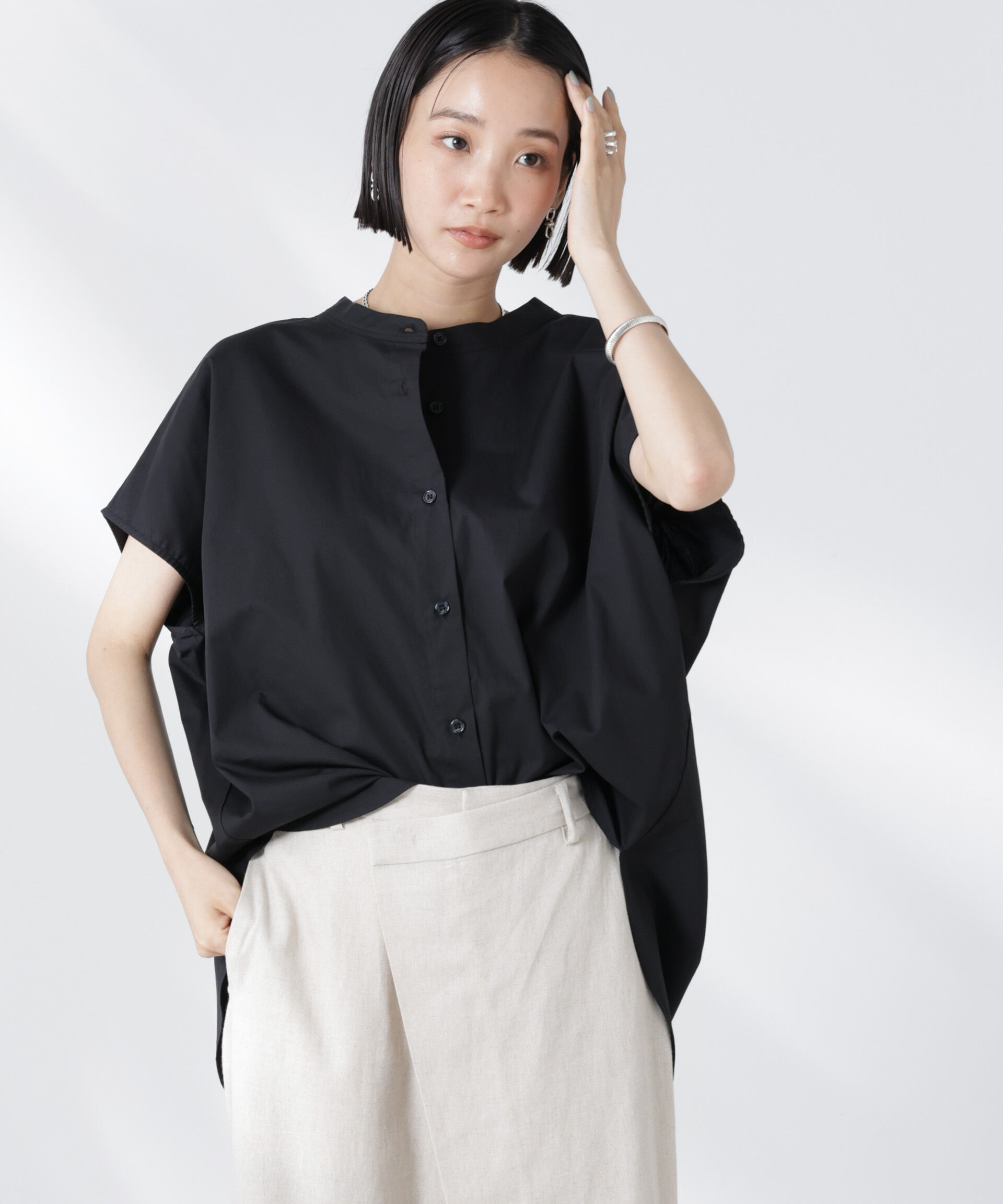 nano･universe「バックギャザーノースリーブブラウス」|シャツ・ブラウス|