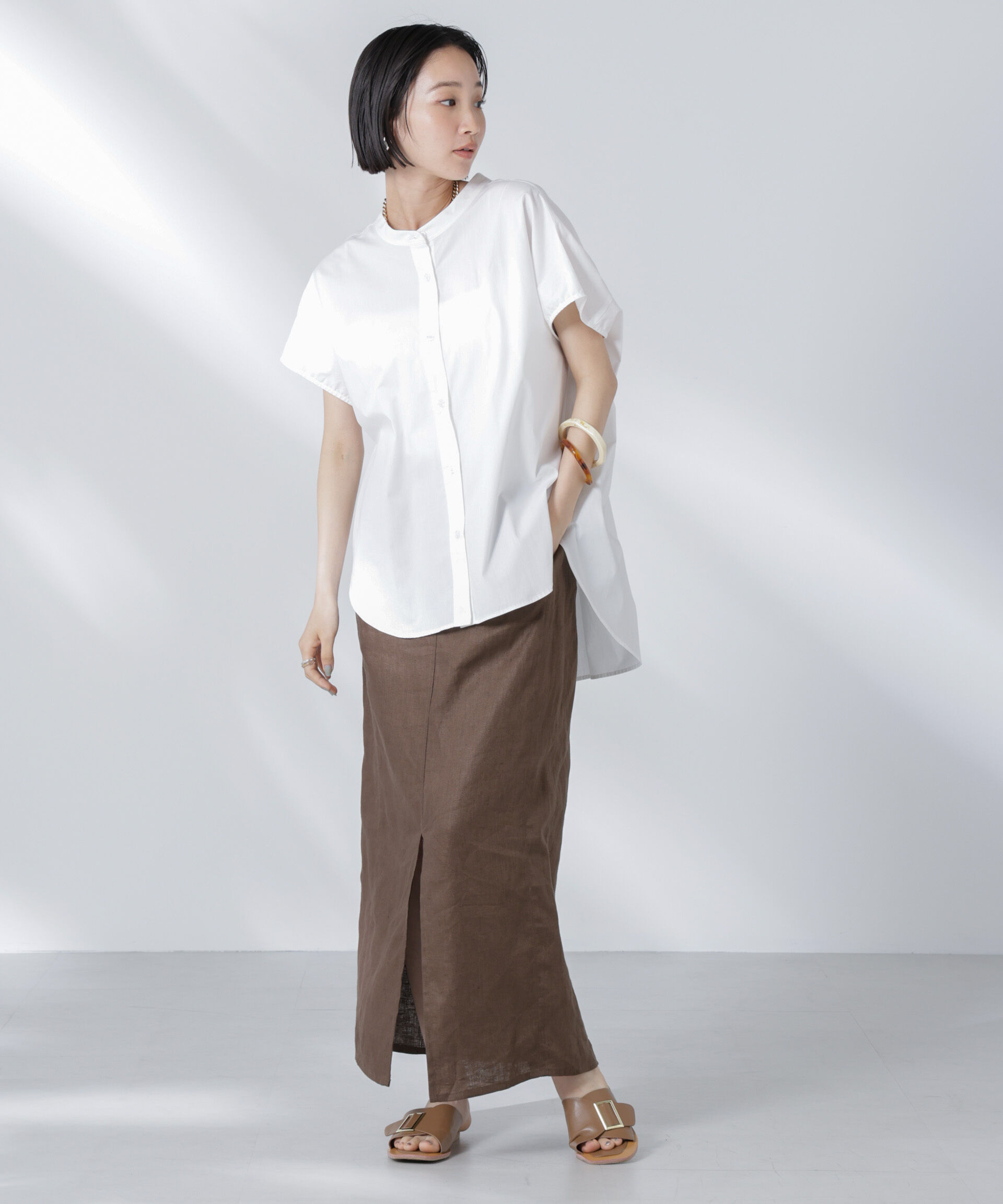 nano･universe「バックギャザーノースリーブブラウス」|シャツ・ブラウス|