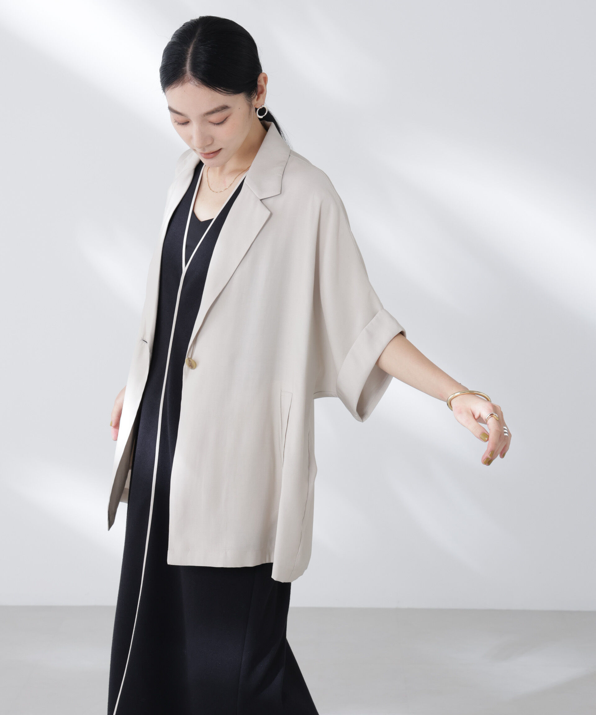 nano･universe「ハーフスリーブラフジャケット」|テーラードジャケット|