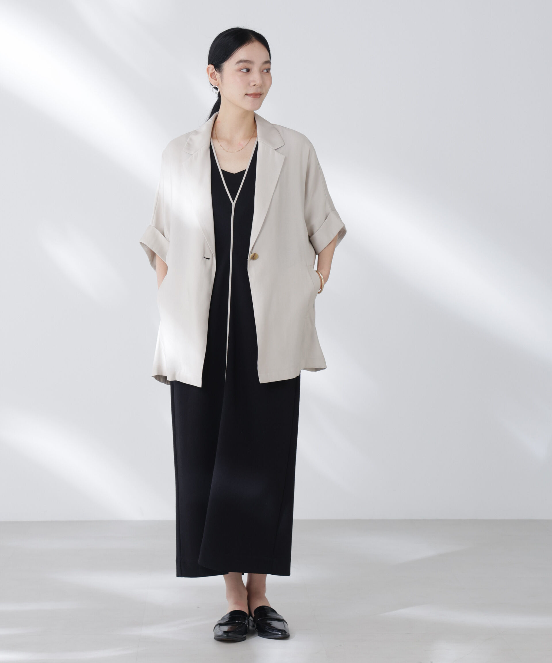 nano･universe「ハーフスリーブラフジャケット」|テーラードジャケット|